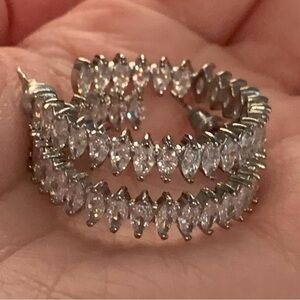 White Sapphire Hoop Earrings